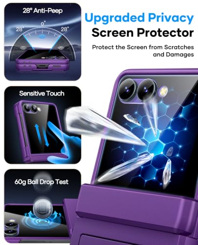 Image of ASAFCASE for Flip 7 Case Wallet with Privacy Screen Protector, Dark Purple