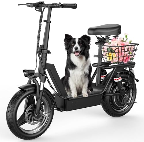 GWEIT Electric Scooter for Adults, Electric Scooter with Seat with 1000/1400W Peak Motor, 25Mph, 30/45 Miles Range, 14" Foldable Escooter with Multiple Suspension for Commuter, Travel, Shopping