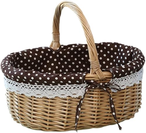 Miniatura 1 de Cestas de regalo tejidas Natural Cesta de Pascua tejida a mano Pequeña Cesta de picnic Cesta de almacenamiento de manta Cesta tejida de mimbre Cesta