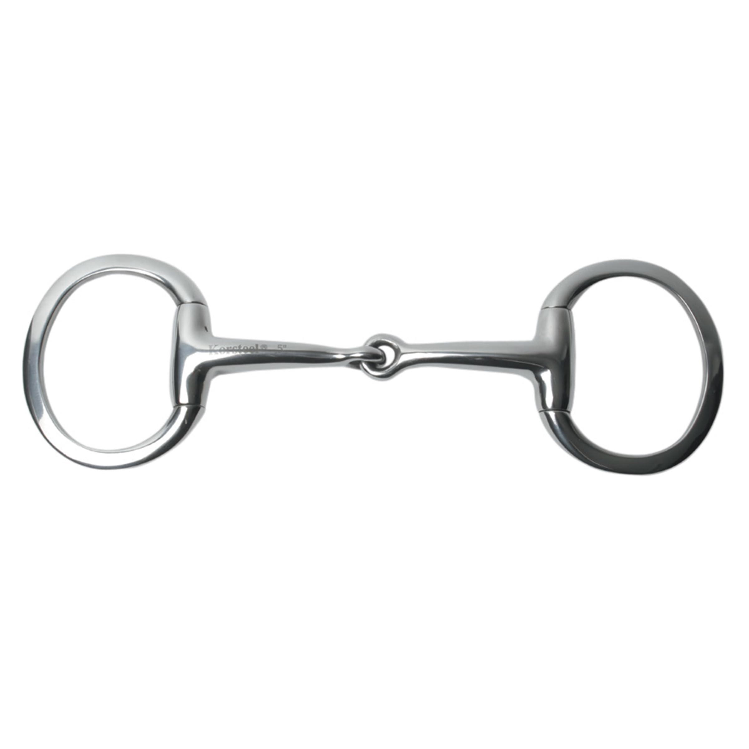 Korsteel Stainless Steel Featherweight Thin Mouth Jointed Flat Ring Eggbutt Snaffle Bit, 5"