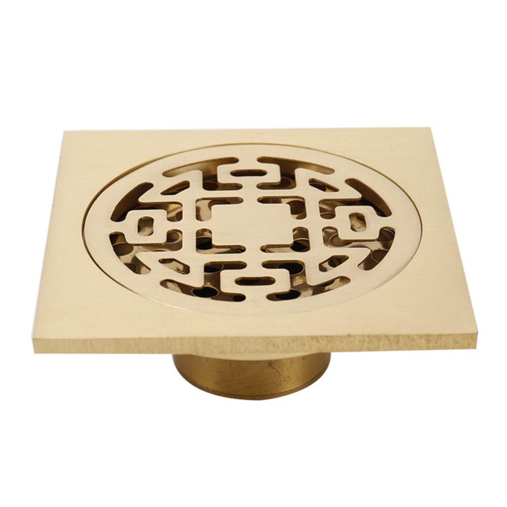 Desagüe de Ducha Cuadrado de latón de 4 Pulgadas con Tapa extraíble, desagüe de baño con Filtro para Cocina, baño, Garaje y sótano.
