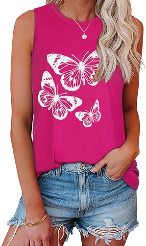 Image of Womens Tank Tops Summer Casual Sleeveless Top Loose Fit Basic Tunic Shirts