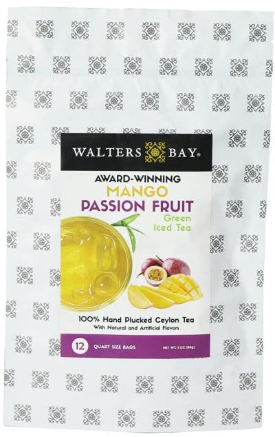 Miniatura 2 de Walters Bay Mango - Té helado verde de fruta de la pasión, 12 cuartos de galón, té de Ceilán, sin azúcar, sabor a fruta de la pasión, 100% arrancado