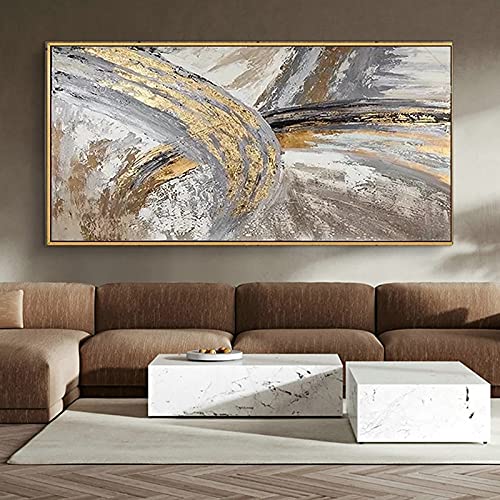 Toile Art Prints Moderne Abstrait Doré pour Illuminer un Mur Sombre