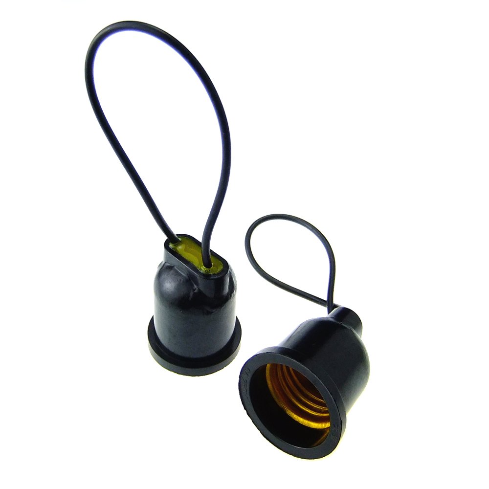Black 2 X 6A 250V E27 Screw Ceiling Pendant Lamp Holder Socket Base Waterproof