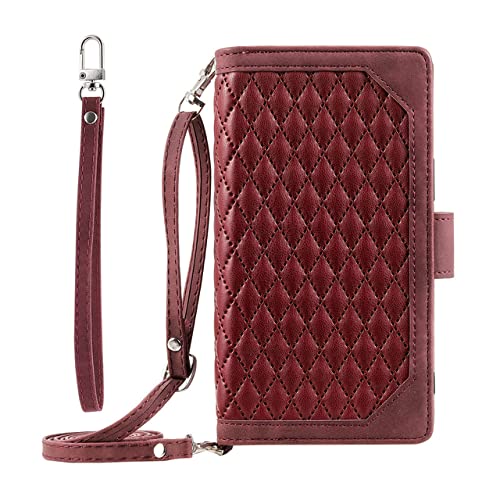 Housse de porte-carte iPhone SE 2022 rouge pour ranger argent et cartes