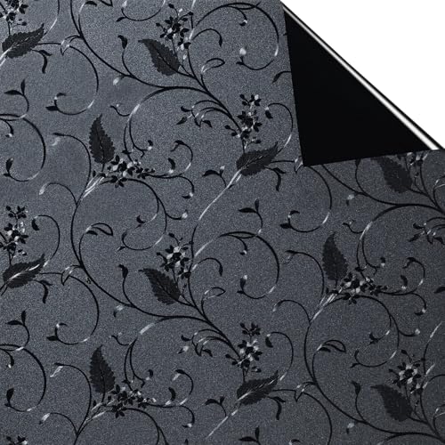 Niviy Static Cling Total Blackout Non-Adhesive Window Film Black Out Windows Covers Bathroom Door Glass Decoration Window Film Privacy Covering (Black, 41.2"x 78.7")