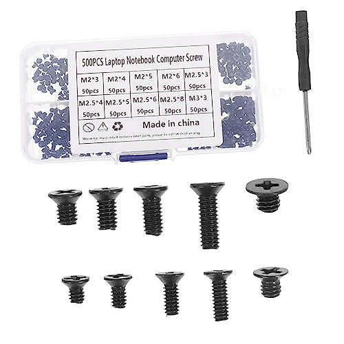 Mipcase 1Set Carbon Steel Computer Screws Assortment Kit Flat Head Caps Screws with Cross Screwdriver Series Durable Resistant for SSD Hard Disk