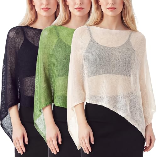 Image of Women Sheer Poncho Shrug Summer Sheer Blouse Top Lightweight Poncho Bolero for Evening Dress