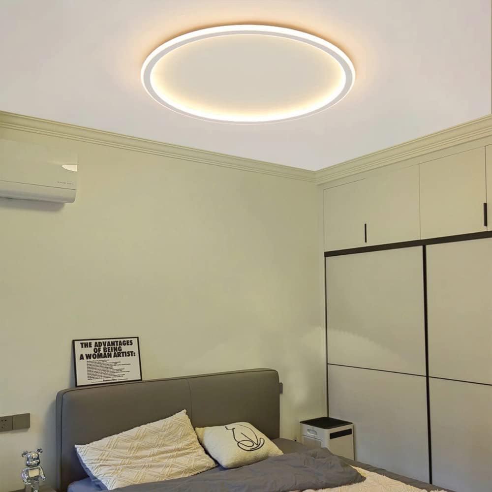 Dimmable LED Ceiling Light Fixture Flush Mount,12" Modern Round Recessed Ceiling Lamp with APP Adjustment,White 3000K-6000K Ceiling Lamp 33W Close to The Ceiling Lighting Living Room Bedroom