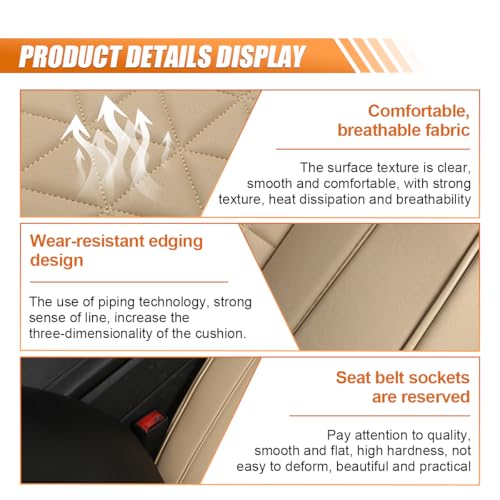 Image of Luxury Faux Leather Car Seat Cover, Car Seats Cushion, Beige
