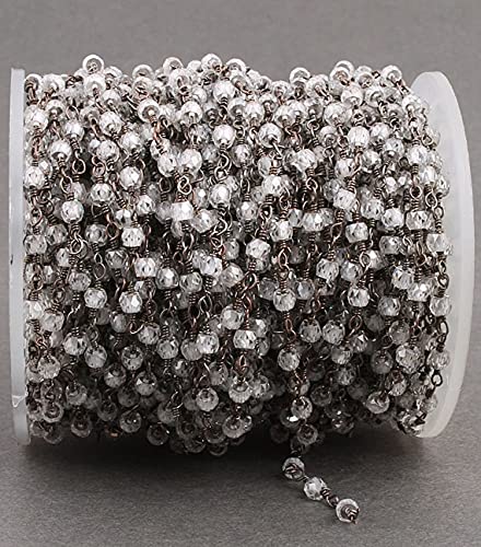 Chaîne zircon blanc 3mm anti casse avec fil noir enroulé pour collier DIY