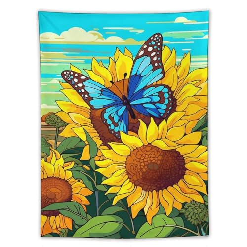 Tapisserie murale esthétique grand tissu mural fleurs jaune déco chambre ado fille