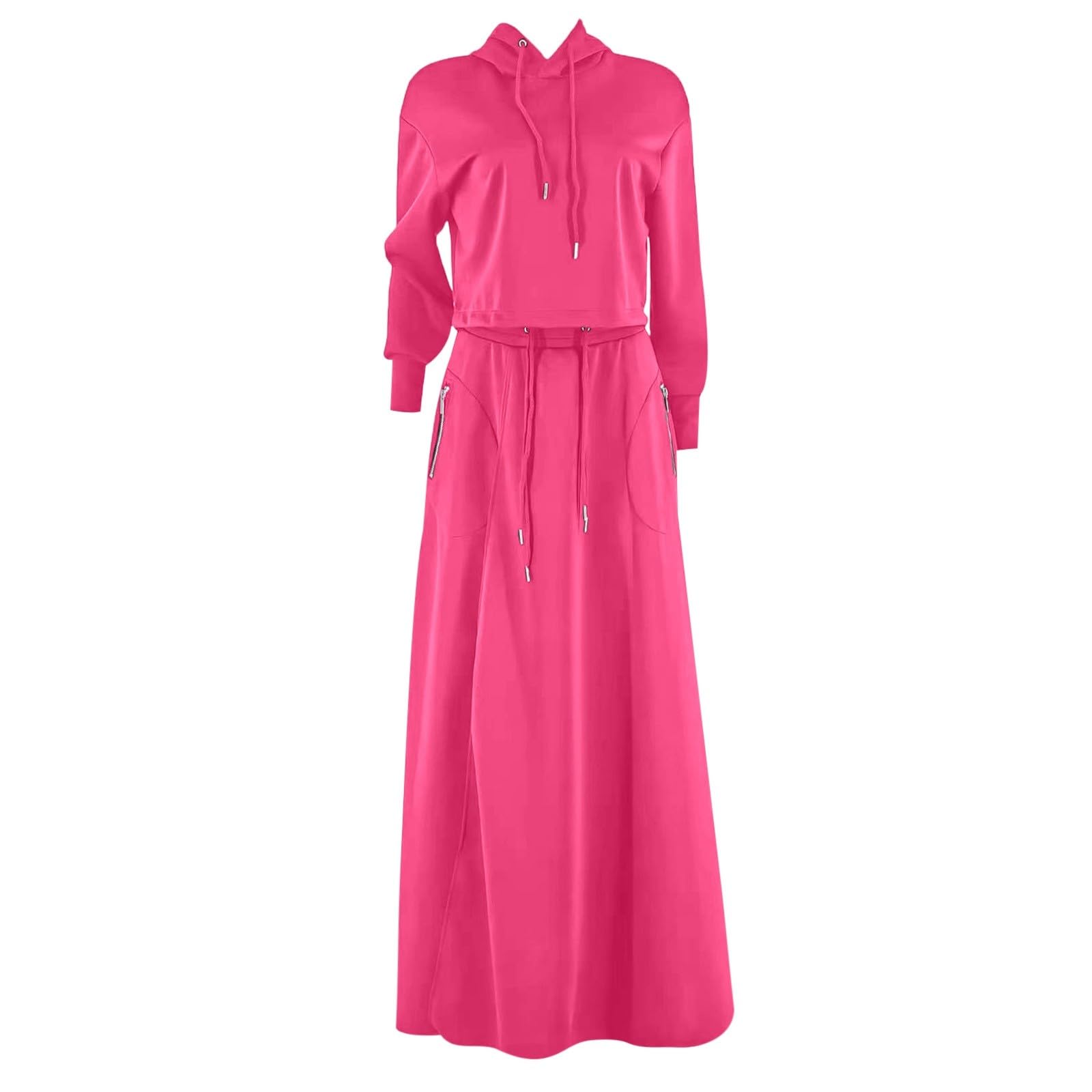 Ensemble Jupe et Haut 2 pièces Tailleur Jupe Longue Élégant avec Poches Cordon et Fente pour Style Décontracté Quotidien