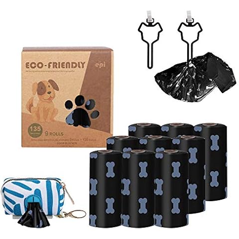 Carperipher Dog Poop Bag Dispenser, Pet Garbage Bag Holder Leash Attachment with 135 Count Pet Waste Bags and 2 PCS Dog Poop Bag Holders, Pet Supplies for Outdoor Walking Running Hiking Traveling Cover