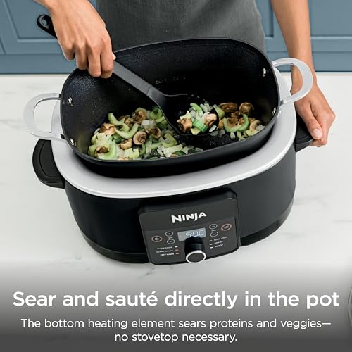 Image of Ninja 12-in-1 PossibleCooker PLUS | 8.5-qt - Sous Vide & Proof Multi-Cooker | Slow Cooker, Dutch Oven & More | Glass Lid & Integrated Spoon | Nonstick | Oven Safe Pot to 500F | Black | MC1010