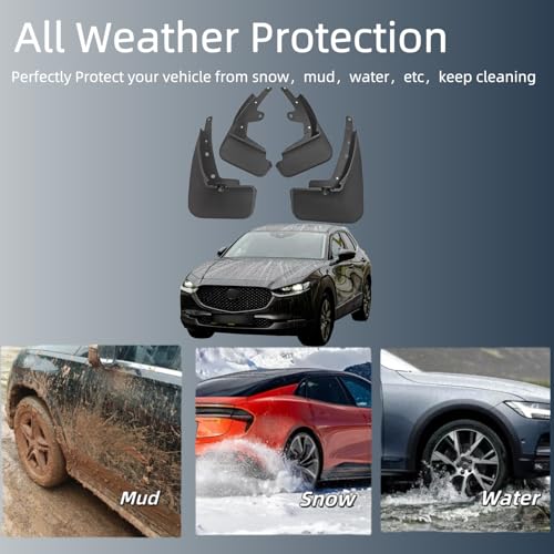 Image of No Drill Mud Flaps Splash Guards Compatible with 2020-2026 Mazda CX-30, OEM Style Textured Black Custom Fit All Weather Exterior Accessories(4PCS)