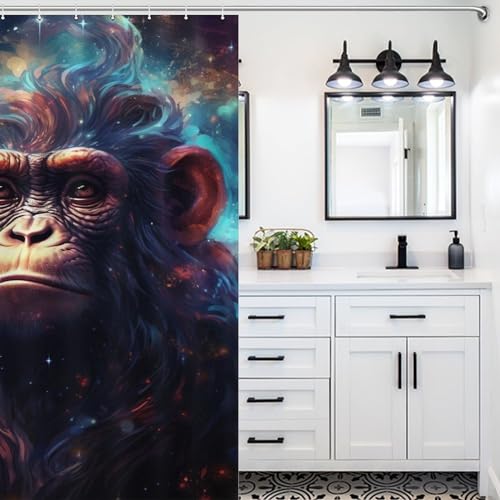 Rideau de douche singe textile 140x183 rideau de bain lavable - 5