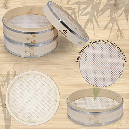 image for Thodd&Go Bamboo Steamer Basket-Stainless Steel Bamboo Steamer Set 10 I