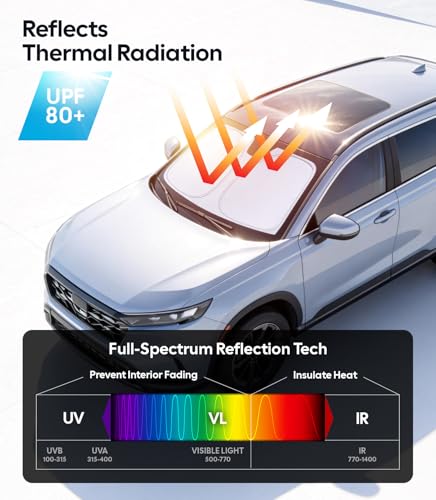 Image of Wigoo for Honda CRV Windshield Sunshade [OEM Design, 100% Sun Blockage] Foldable Heat Insulation Sun Shade with Storage Bag, for Honda CRV 2023-2026, Silver Coating