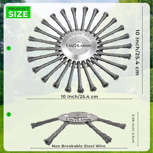 2X 10 Inch Steel Wire Trimmer Head Unbreakable,For Gasoline Trimmer STIHL Dewalt,Husqvarna,Echo Milwaukee,Weed Eater Attachment for Cutting Grass, Moss & Rust Removal,Heavy Duty Wire Brush Cutter Head by MIAN MU - Used condition - Image 6
