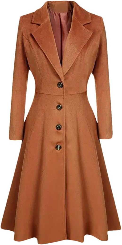 Women's Coat Long Lapel Button