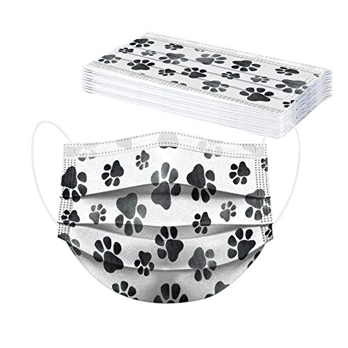 50Pc Personalized Disposable Face_Mask With Animal Patterned Designs For Women Adults Cat Dog Paw Printed Paper_Mask (18-Animal Paw Print) #TOP6