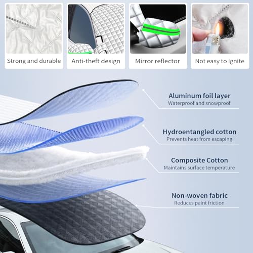 Image of Winter Windshield Covers for Ice and Snow&Winter Car Essentials, Car Anti-Snow Cover, Snow Windshield Cover Automotive Exterior Accessories,Free Car Snow Shovel, Towel, and Gloves.
