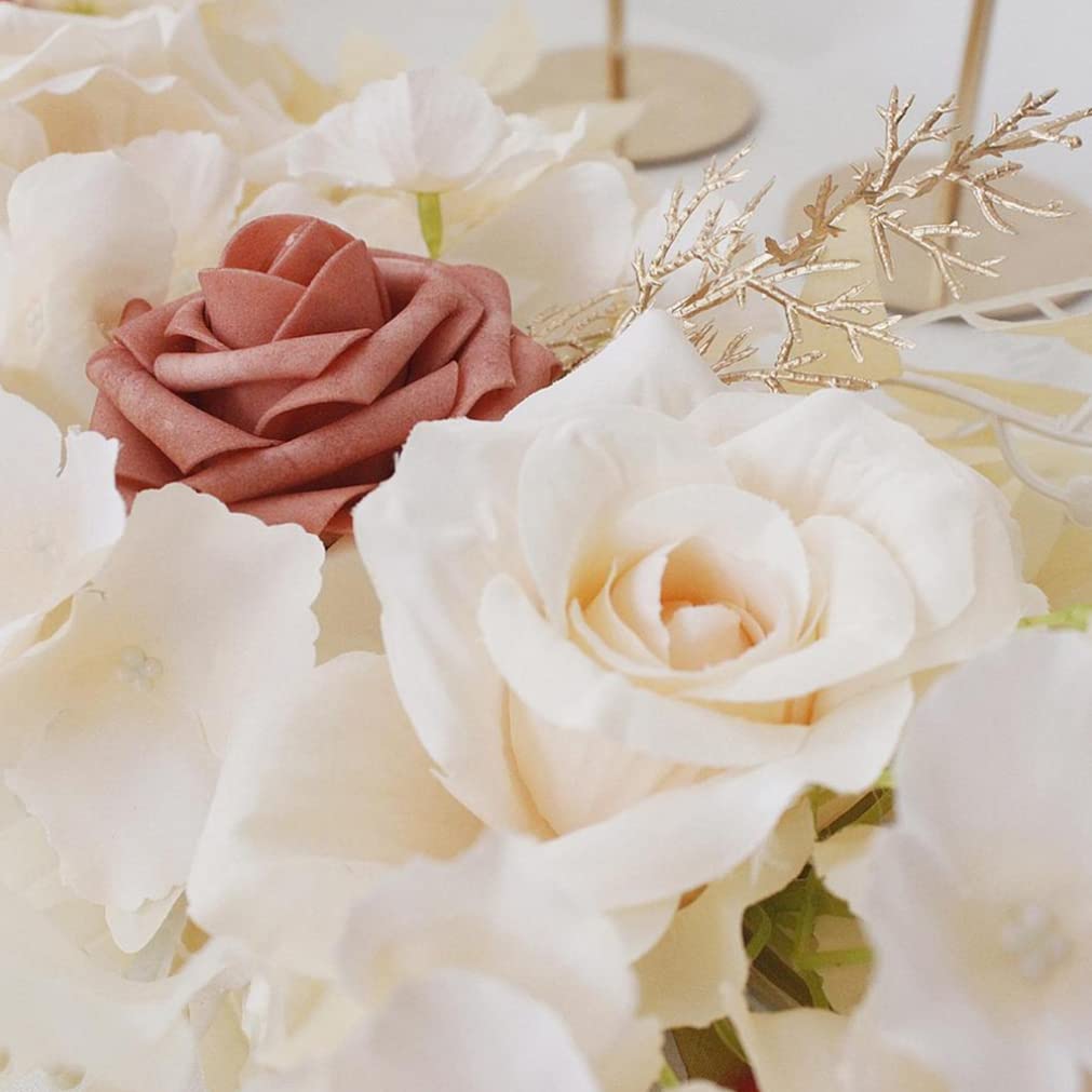 Fiori dell'arco di nozze, 65x16 cm Swag di fiori di rosa artificiale, ad arco per le cerimonie del matrimonio centrotavola per la casa (champagne)