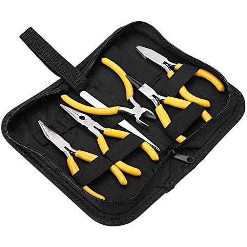 5pcs Jewelers Pliers Set Professional Jewelry Tools Kit Round Nose Pliers for DIY Jewelry Making Repair Kit with Easy Carrying Pouch Cover