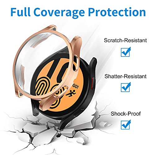Nanw 4 Pack Screen Protector Compatible With Samsung Galaxy 4 44Mm, Soft Tpu Plated Case Anti-Scratch Cover Rugged Bumper Full Cover Protective Shell For Galaxy Watch 4 Smartwatch #TOP1