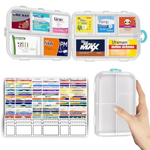 Image of Pill Organizer Travel Medicine Case - Daily Pill Organizer with 144 Labels, Portable Travel Essentials for Medication