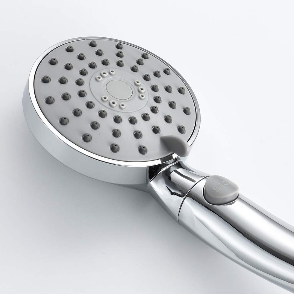 Alcachofa de Ducha, Ducha de Mano con 3 Modos de Spray de Agua, Universal ABS Ahorro de Agua de Alta Presión Mano la Cabeza de Ducha para Bañera y Ducha,E Chrome
