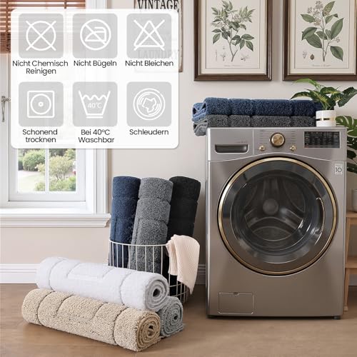 DEXI Badematte rutschfeste, weicher Mikrofaser Badezimmerteppich, saugfähiger Badteppich, maschinenwaschbar Badvorleger für Dusche, Badewanne und Toilette, Beige, 60 x 150 cm