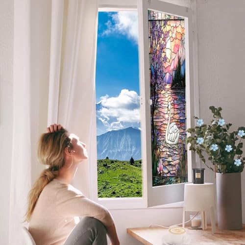 Vinilo adhesivo con diseño cisne para ventana 17.7x23.6 in miniatura 4