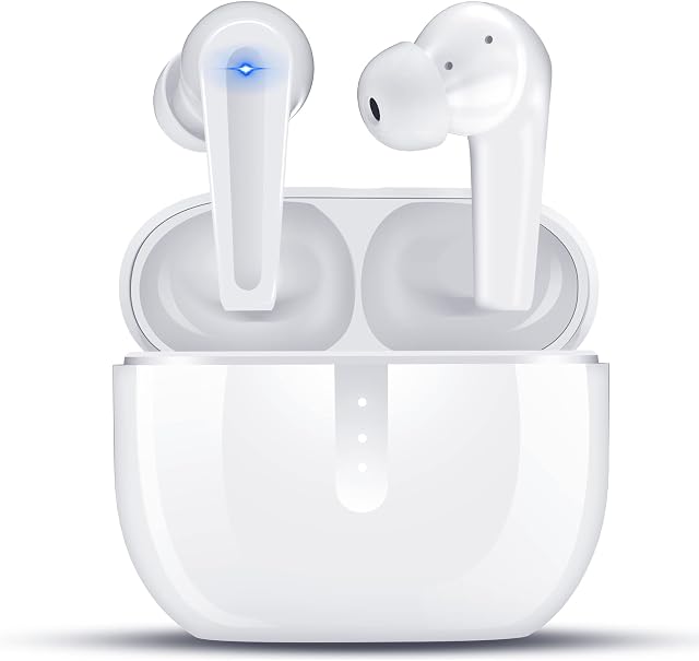 Wireless Earbuds, layajia Bluetooth Headphones Noise Cancelling with Bluetooth 5.1, Touch Control, 20H Playtime, IPX7 In-Ear Earphone for Sport Work (White)