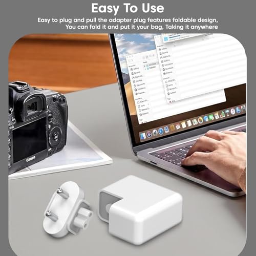 Image of Sounce Indian Style Duck Head Plug Adapter for Apple Power Adapters Compatible with MacBook Pro Air PowerBook iBook iPhone iPad iPod Supports 45W 60W 65W 85W Indian 2 Pin Socket Fit Secure Use (White)