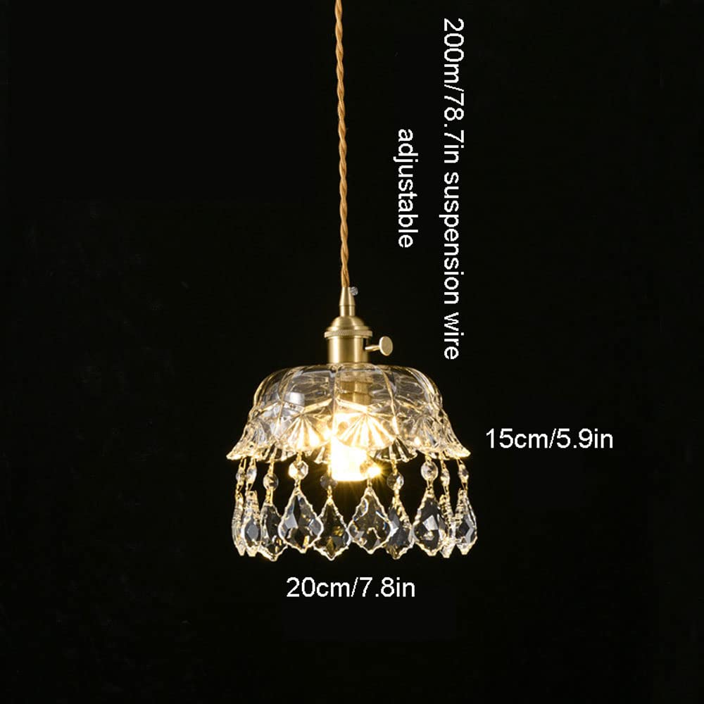 Lampa wisząca w stylu vintage Regulowana kryształowa lampa wisząca z przezroczystym kloszem szklanym, wiejska lampa sufitowa wisząca do kuchni Wyspa Jadalnia Bar Present
