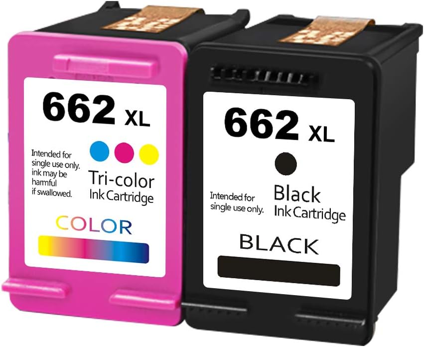SanSeCai 1 Black and 1 Tri-Color Remanufactured Ink Cartridge for HP662 XL Replacement for HP 662 XL Ink Cartridge for HP Deskjet Ink Advantage 2545 2546 2646 3515 3516 I Printer