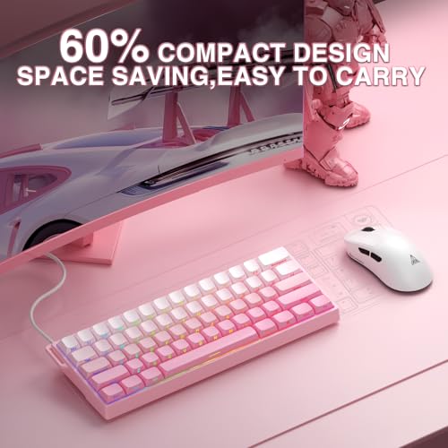 Image of Aula WIN60 HE - 60% Mechanical Gaming Keyboard Wired, Hall Effect Magnetic Switch Hot Swappable,8000 Hz Polling Rate, RGB Keyboard 60 Percent Compact Design for PC (Gradient Pink)