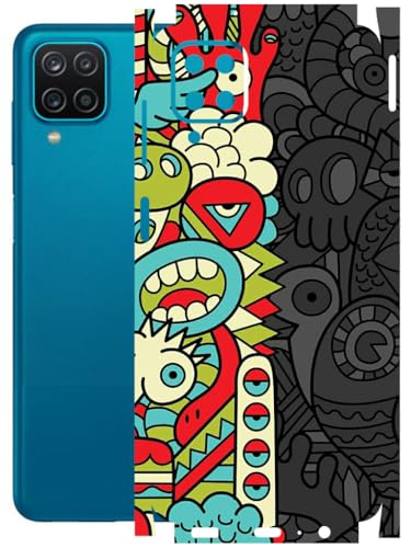 Image of AtOdds - Full Body Back Screen Guard Protector Film - Lamination Wrap Skin Sticker Compatible with Samsung Galaxy A12 | Scratchproof Matte Finish (Graffiti50)