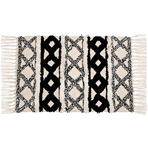 Tapis en coton blanc à pompons Sass & Belle Scandi Boho pour salon et chambre chic