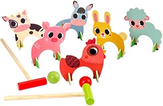 Gadpiparty Kids Croquet Set, Children Cartoon Wooden Croquet Game Set Indoor and Outdoor Children' s Training Toy for Lawn, Backyard, Park