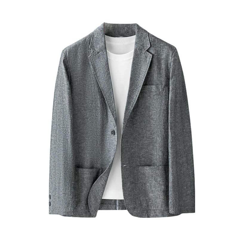 Veste légère coton lin homme mi-saison coupe droite respirante
