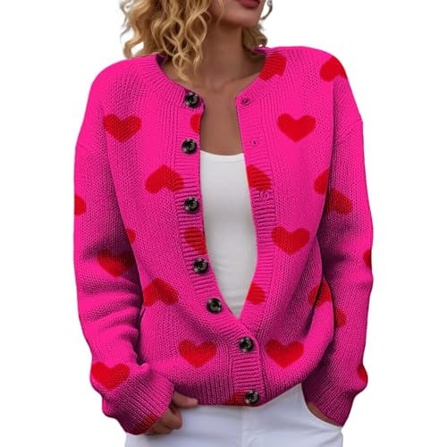 Image of Cocila Ladies Cardigans Size 14 2026 New Women's Fun and Cute Knitted Casual Cardigan Love (Hot Pink, XL) White Black Dress Long Sleeve Top Women Womans Suit Jackets & Blazers Oversized for Grey