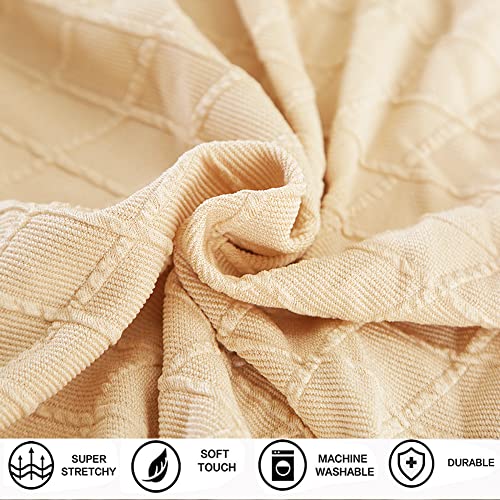 Anwuchen Stool Covers Rectangle,4 Pack Stretch Rectangle Bar Stool Covers Elastic Vanity Stool Cover Jacquard Chair Seat Slipcover Counter Stool Covers Saddle Seat Cover For Wooden Metal Bench(Beige) #TOP3