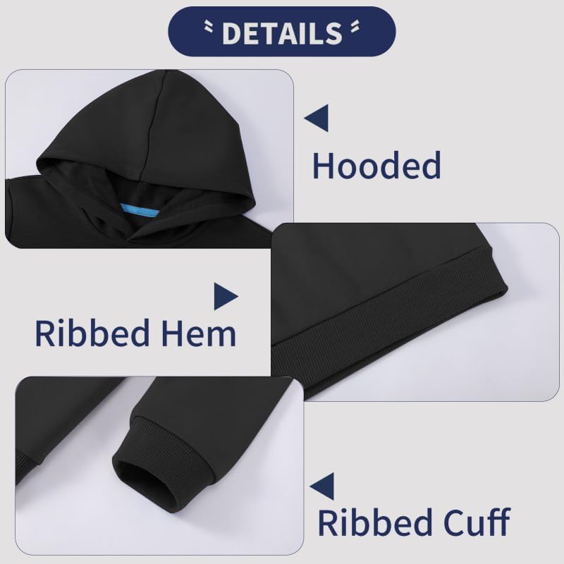 Phedrew 2 Pack Cotton Kids Hoodies Sweatshirts Midweight Long Sleeve Pullover Boys Girls Tops for Toddlers(Age 2-14) - Image 3