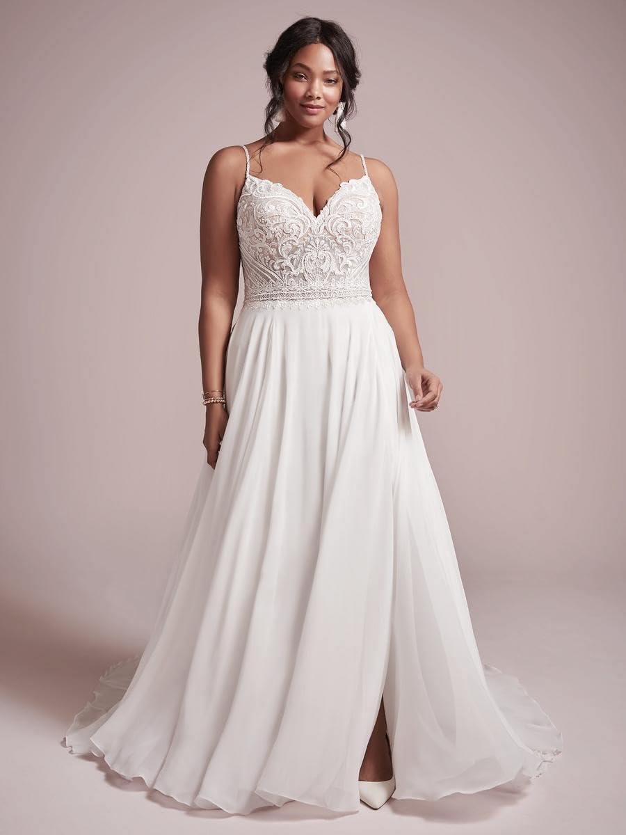 Lace Applique Boho Wedding Dresses for Bride Long Chiffon Beach Bridal Dress Wedding Gown with Train