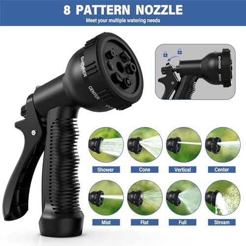 Efurden Retractable Hose Reel, 5/8 Inch x 82 Ft Wall Mounted Garden Hose Reel, Heavy Duty Hose Reel Fitting 8 Pattern Nozzle, Lock at Any Length and Automatic Rewind, 180 Deg Swivel Metal Bracket - Thumbnail 5
