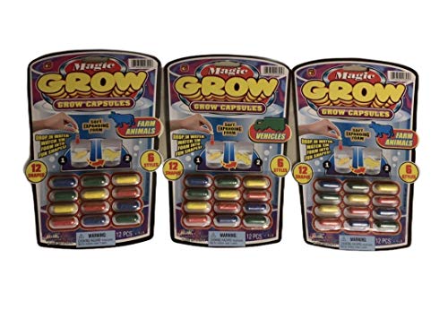 JA-RU Toys, Magic Grow Capsules (1 Pack, 12 Units) Sea Creatures, Zoo & Farm Animals, Dinosaur. Expanding Foam Sponge Toy for Kids. Bulk Water Growing Bath Party Favors 305-1A